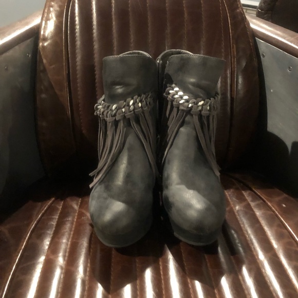 Gray wedges with fringe leather size 8 - Picture 4 of 8